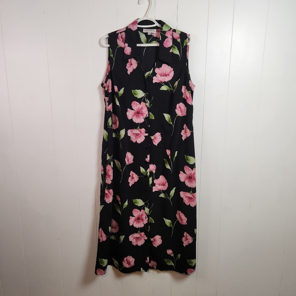Vintage 90s Cottagecore Shift Shirt Dress Midi Sleeveless Floral Grunge size XL - Picture 3 of 12